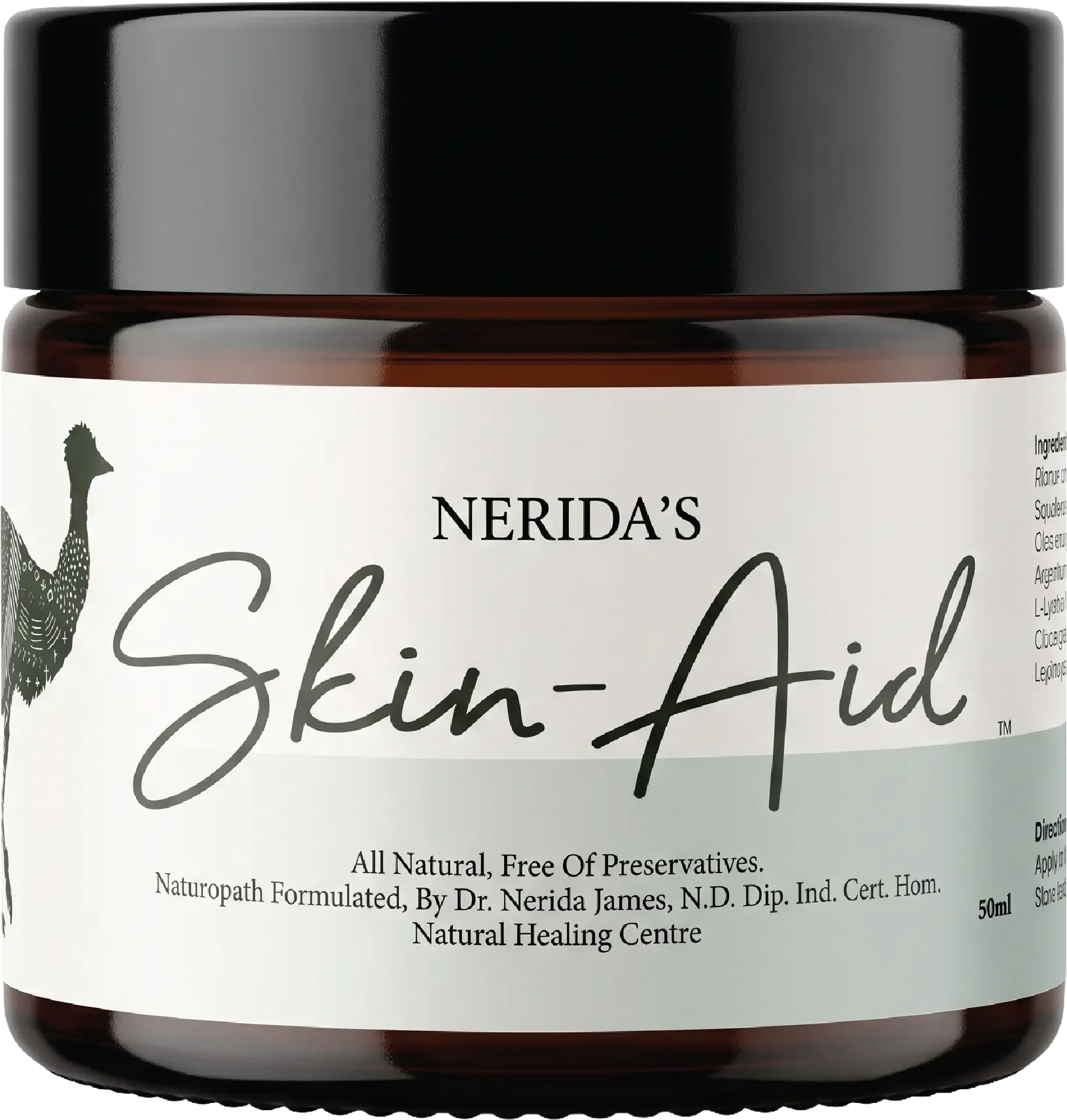 The 50mL jar of Nerida's Skin Aid, white with a sage label